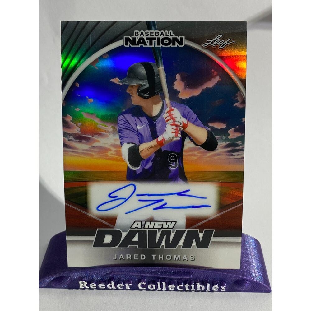 Jared Thomas 2025 Leaf Baseball Nation A New Dawn Colorado Rockies /15 Auto